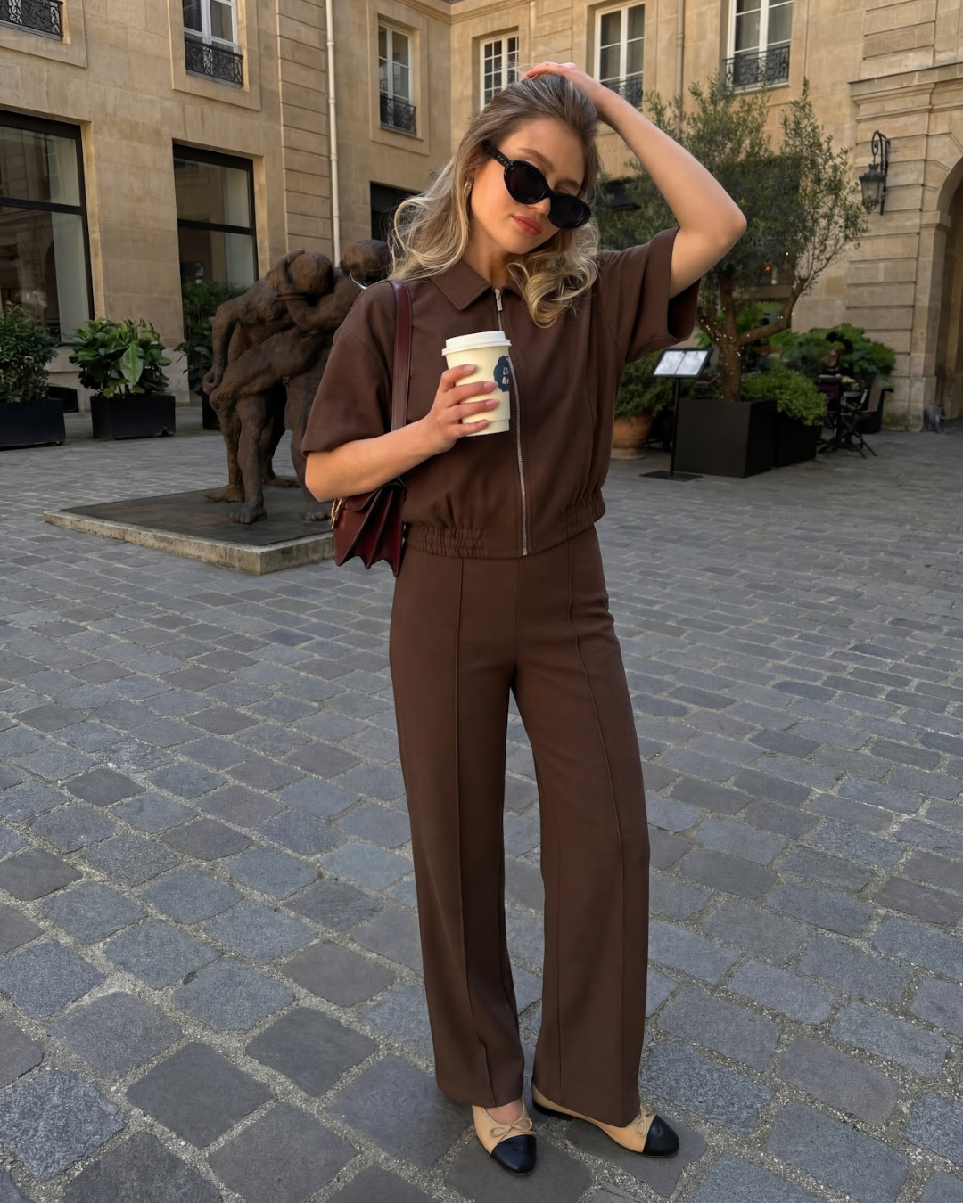 CASUAL CROP POLO SET MET RITS