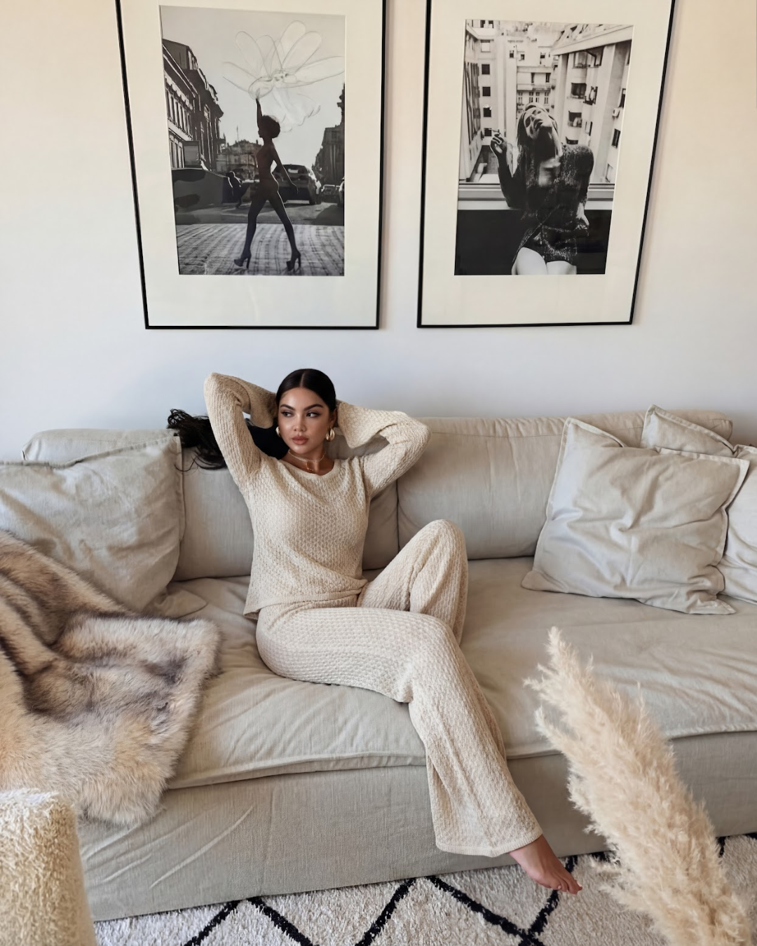 COMFY GEBREIDE FLARED SET