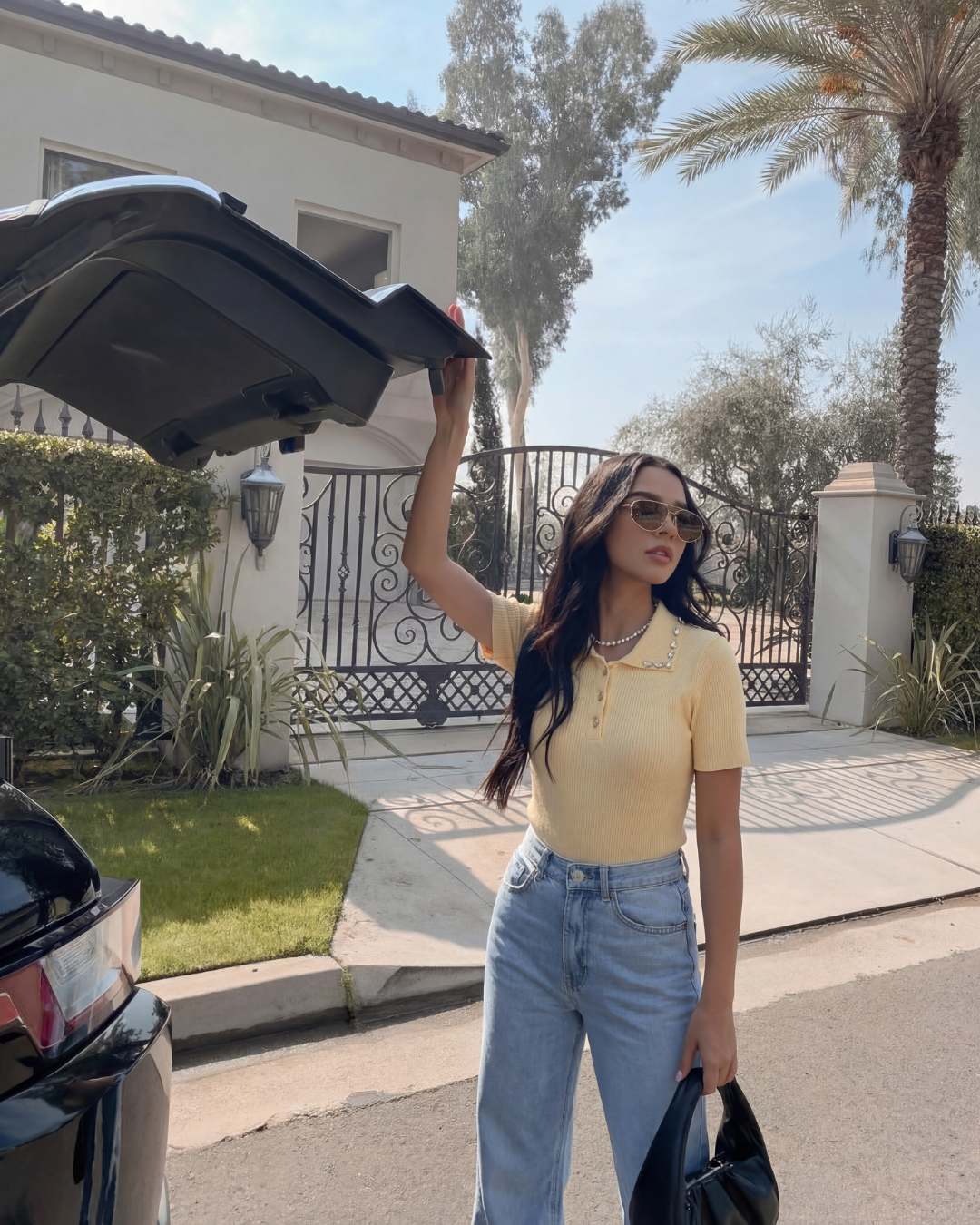 CHIQUE GEBREIDE POLO TOP MET STRASS