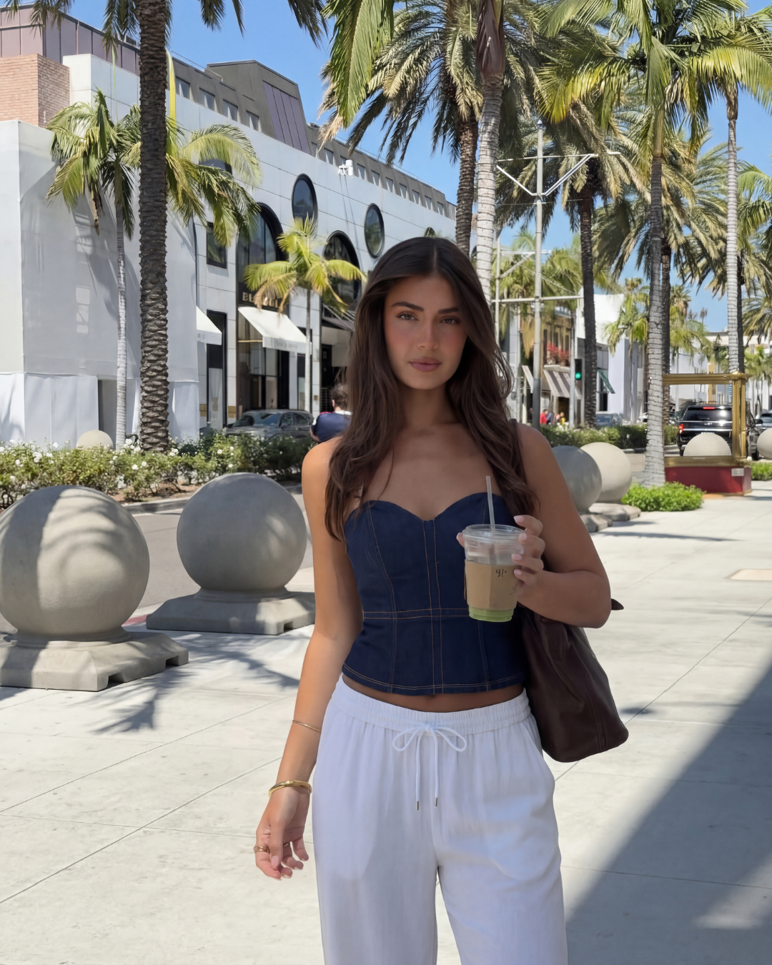 VINTAGE DENIM BUSTIER - DONKERBLAUW