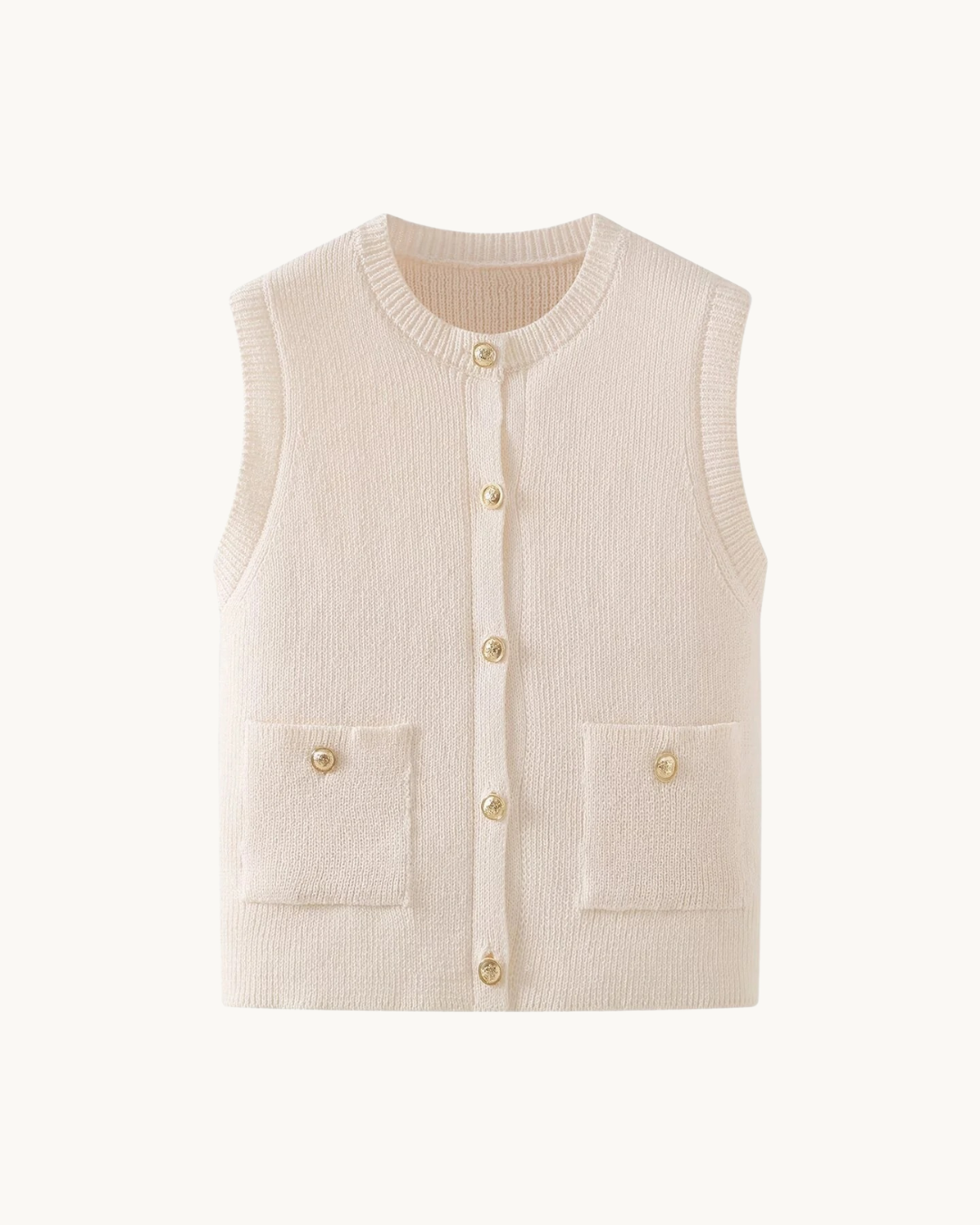 COMFY GEBREIDE GILET MET ZAKKEN