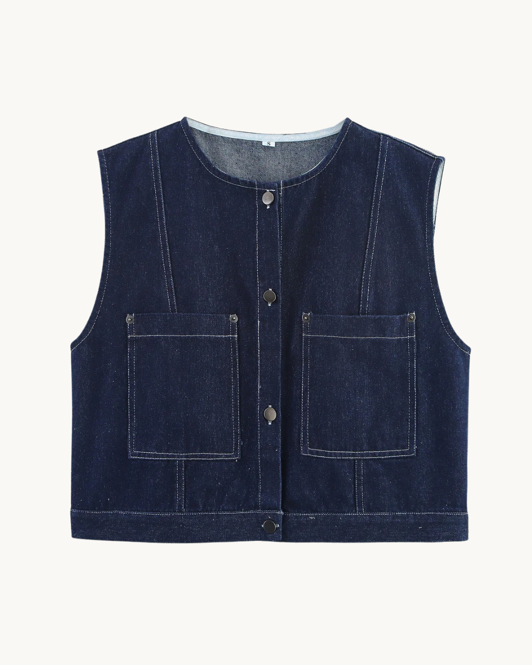 VINTAGE DENIM GILET MET ZAKKEN