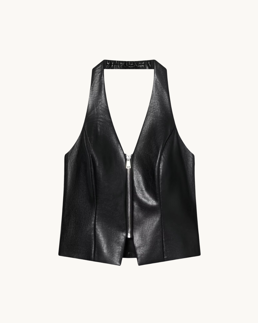 LUXE LEREN HALTERNECK TOP