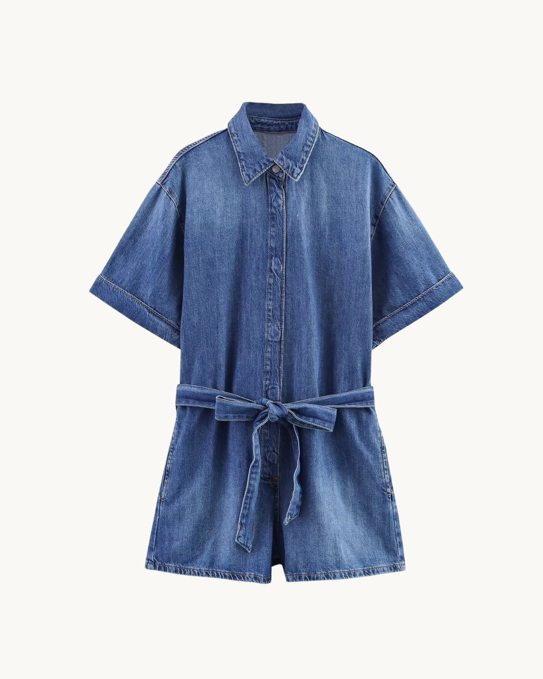 CASUAL JUMPSUIT MET RIEM - BLAUW