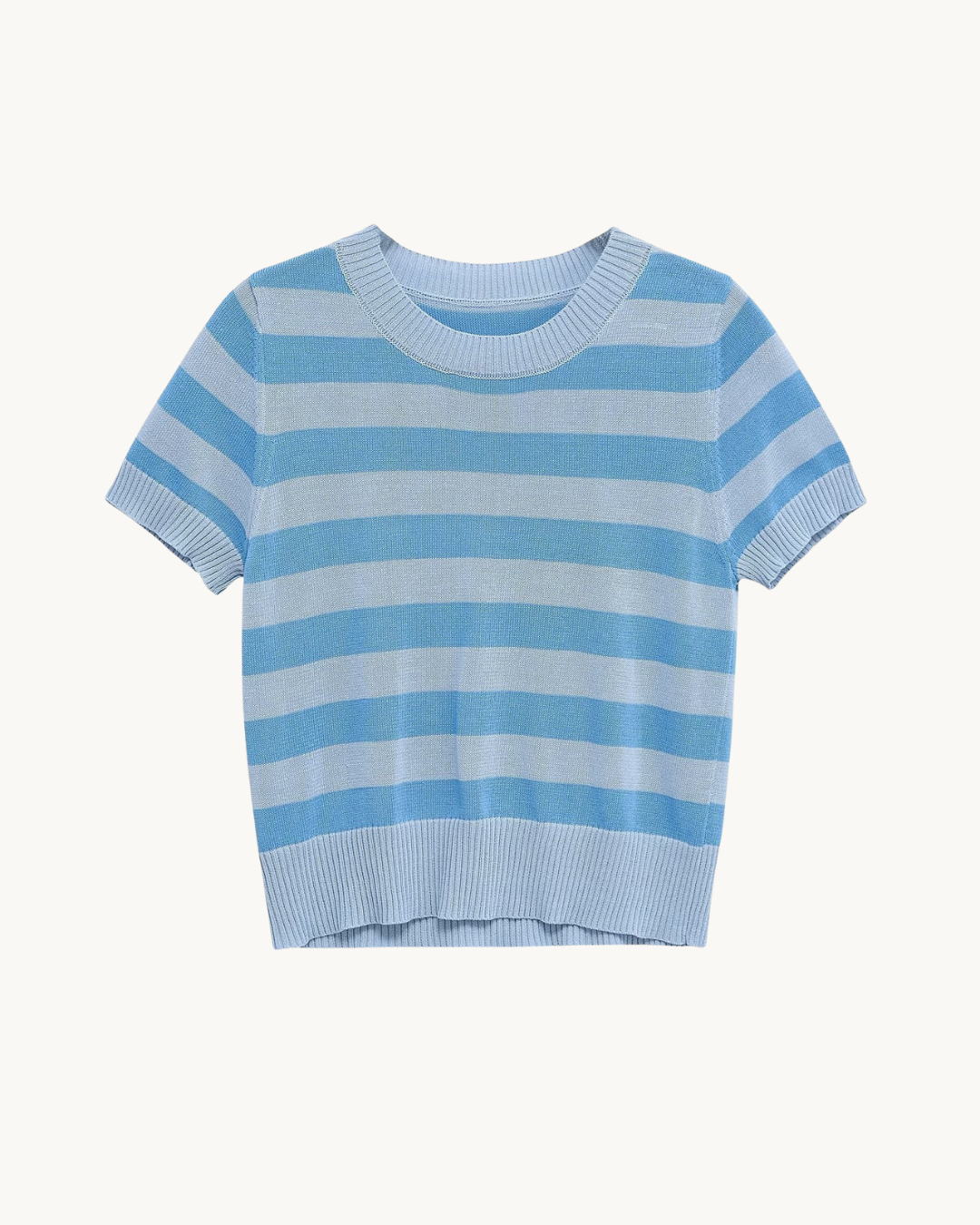 CASUAL GEBREIDE GESTREEPTE T-SHIRT