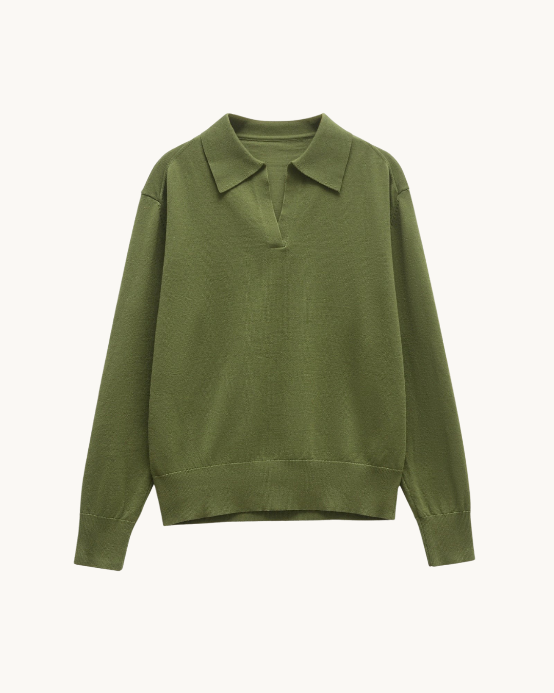 RELAXED POLO SWEATER - GROEN