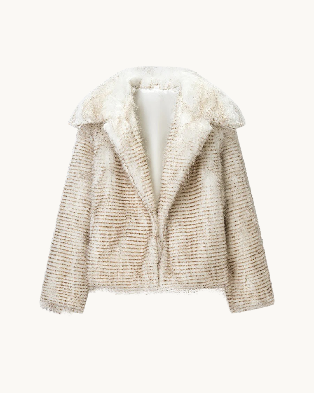 LUXE TWEED JAS MET KRAAG - BEIGE