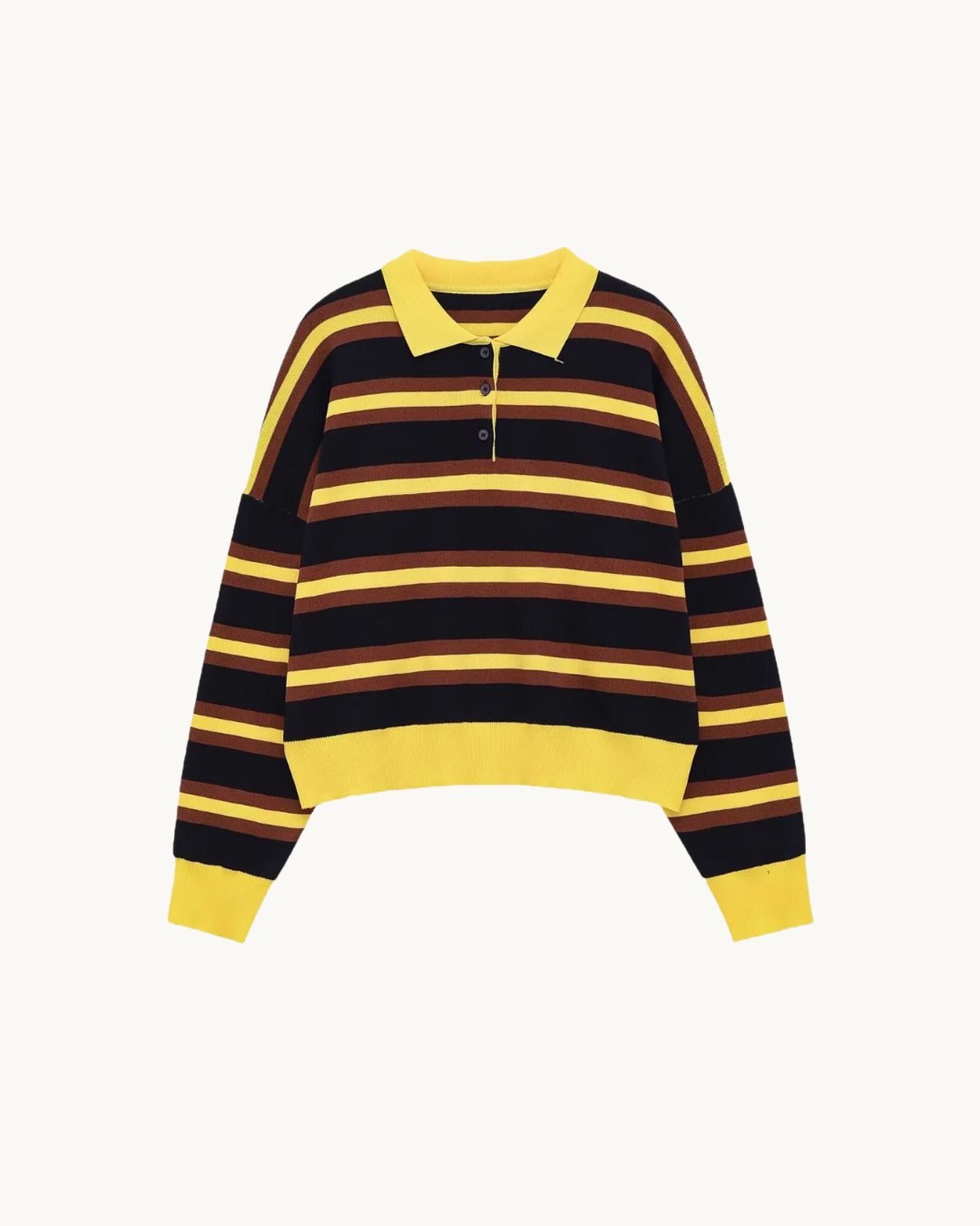 CASUAL GESTREEPTE POLO TRUI - GEEL