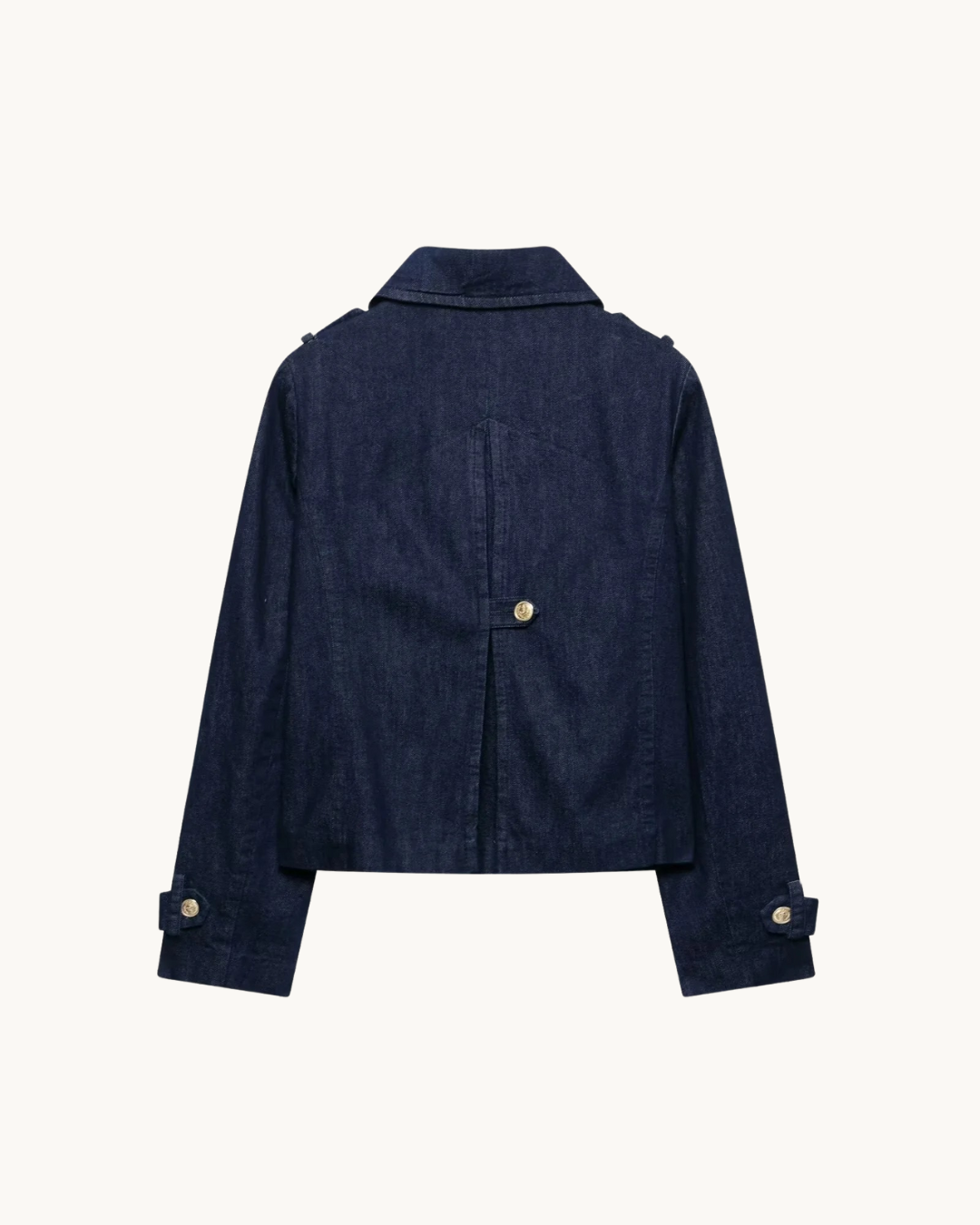 KLASSIEKE DENIM JAS MET KNOPEN - DONKERBLAUW