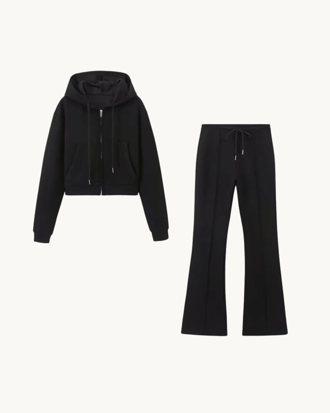 CASUAL HOODIE SET MET FLARED BROEK