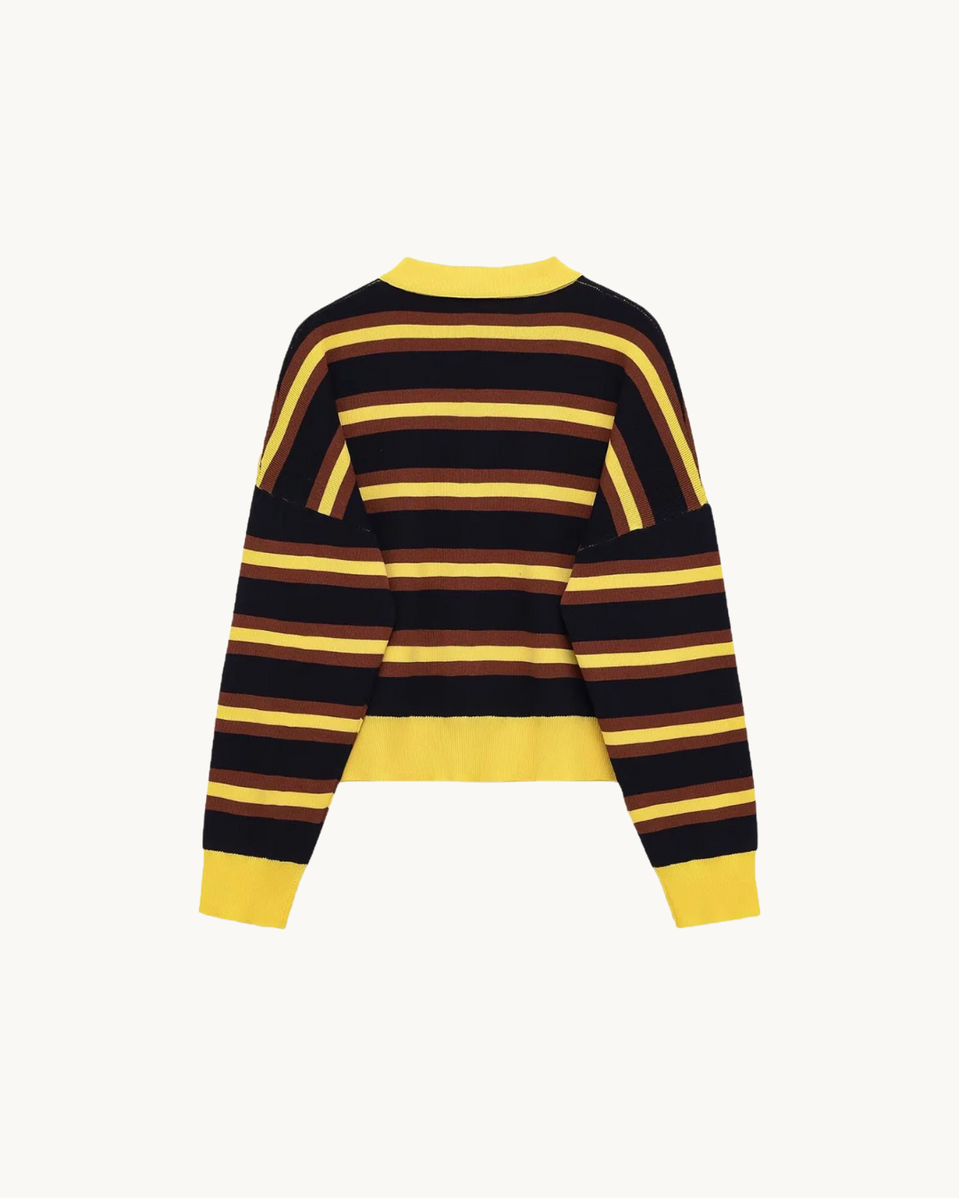 CASUAL GESTREEPTE POLO TRUI - GEEL