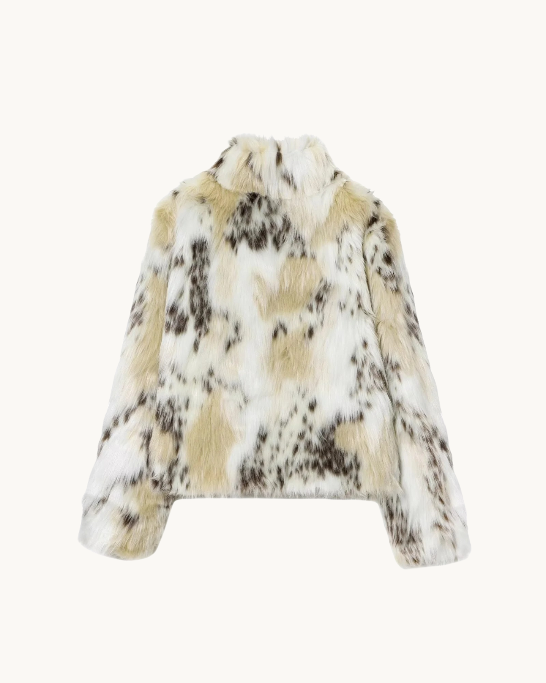 KORTE FAUX FUR JAS - GEVLEKT