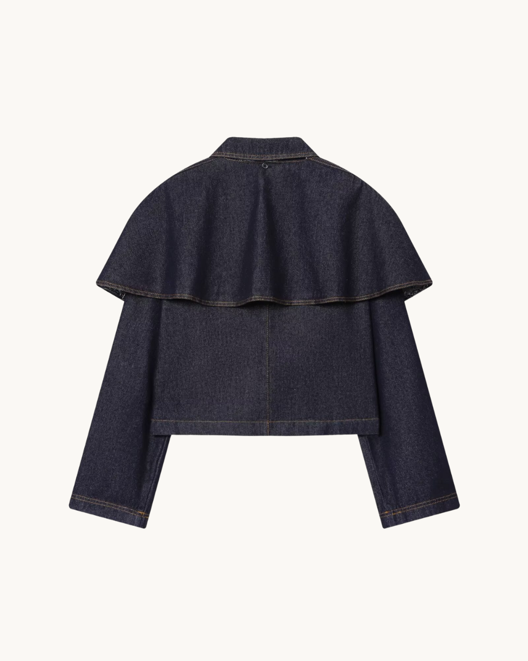 VINTAGE DENIM JAS MET CAPEDETAIL - DONKERBLAUW