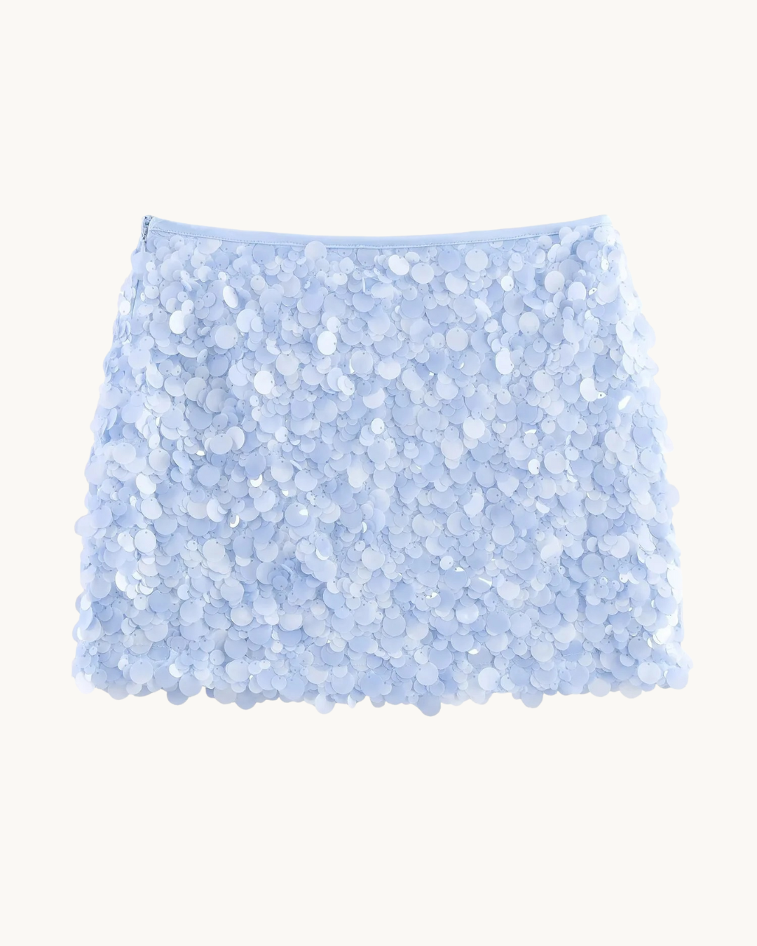 LUXE PAILLETTEN ROK - LICHTBLAUW