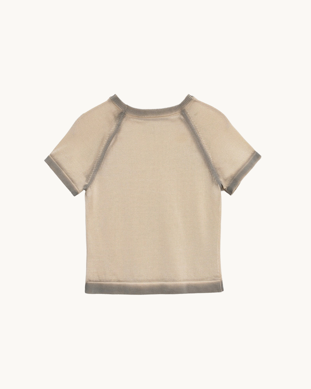 CASUAL GEBREIDE T-SHIRT - BEIGE