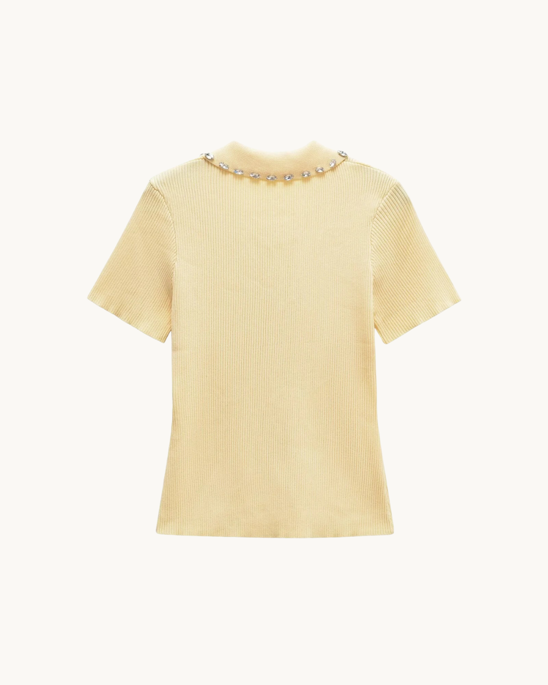 CHIQUE GEBREIDE POLO TOP MET STRASS