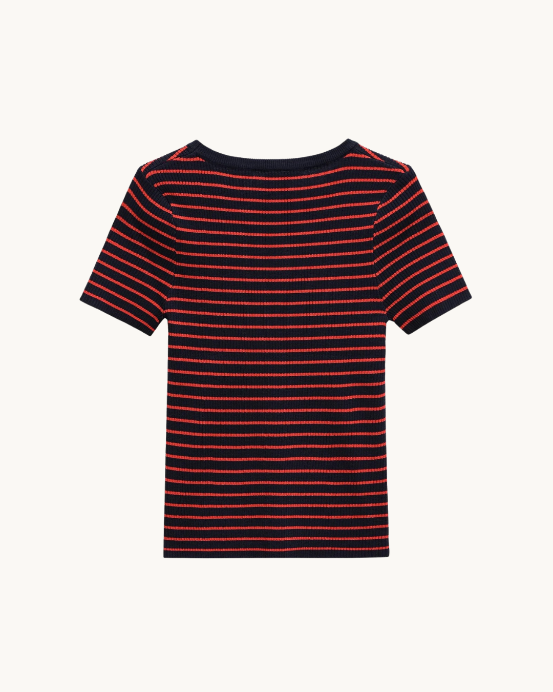 CASUAL GESTREEPTE GEBREIDE T-SHIRT