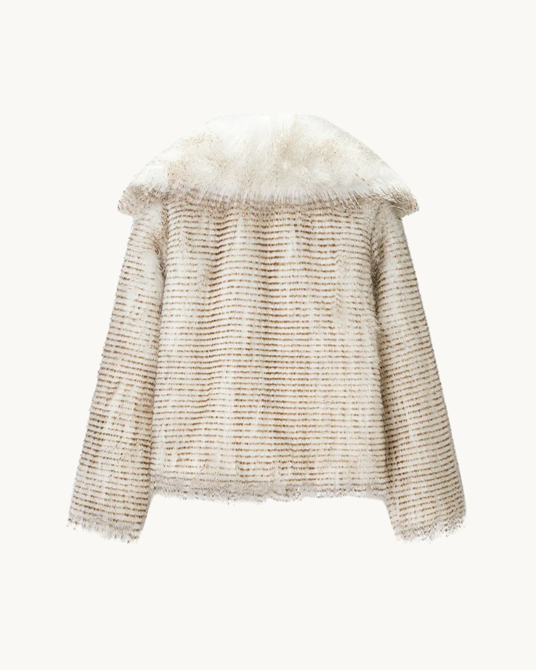 LUXE TWEED JAS MET KRAAG - BEIGE