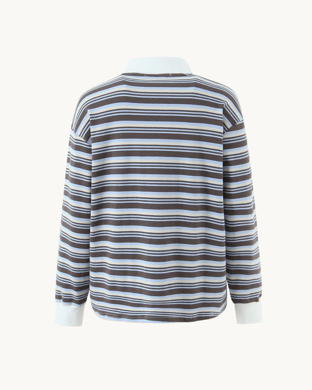 RETRO POLO SHIRT MET STREPEN - BLAUW