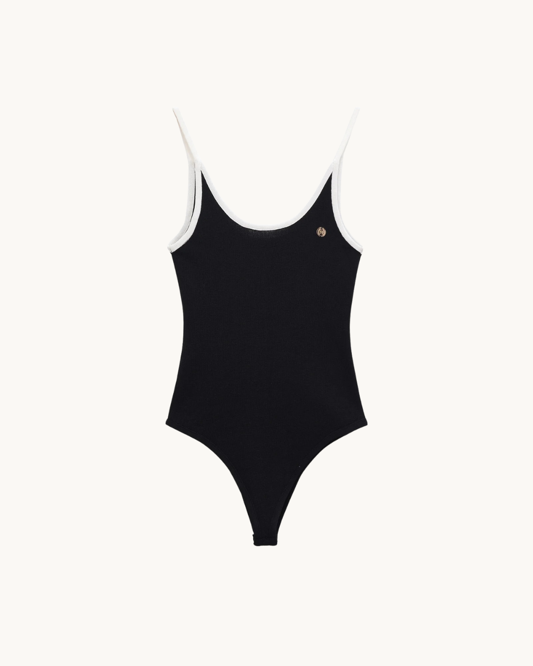 CHIQUE BODY MET CONTRAST - ZWART