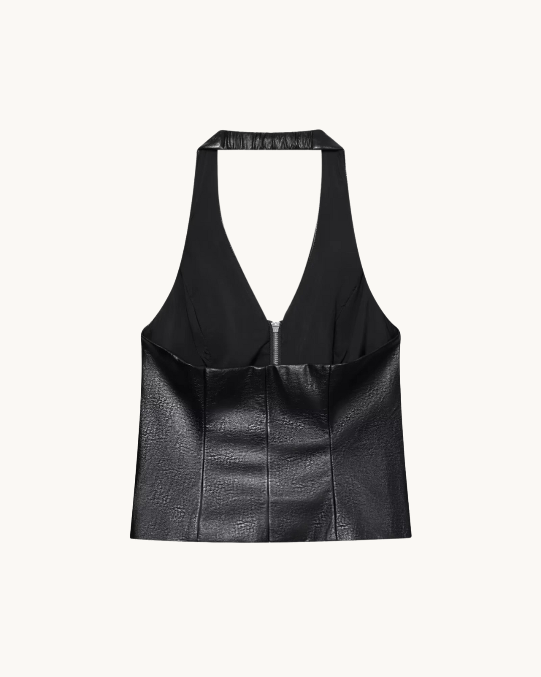 LUXE LEREN HALTERNECK TOP