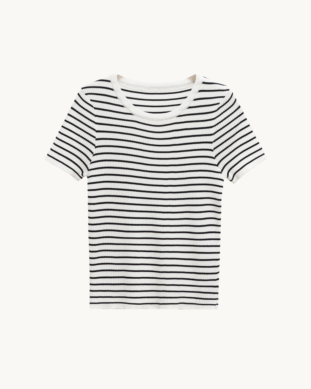 CASUAL GESTREEPTE GEBREIDE T-SHIRT