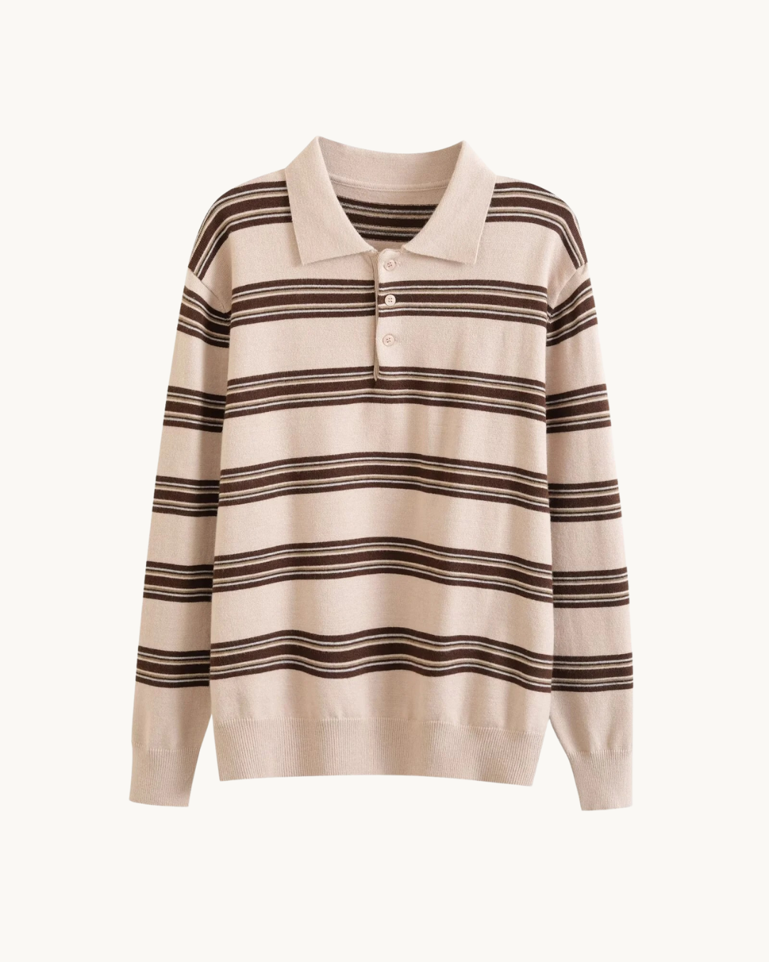 RETRO GESTREEPTE POLO SWEATER