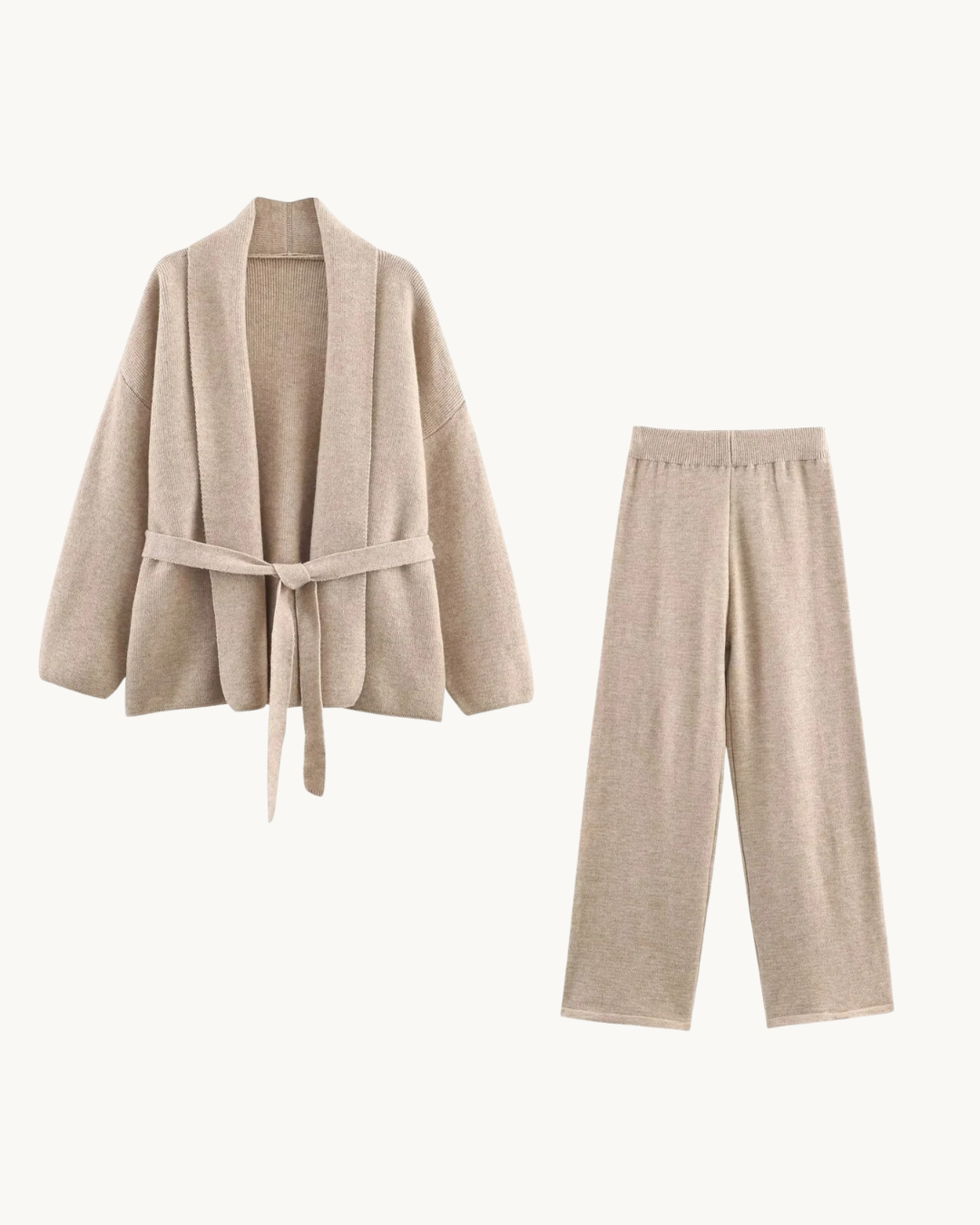 COMFY GEBREIDE VEST SET MET RIEM