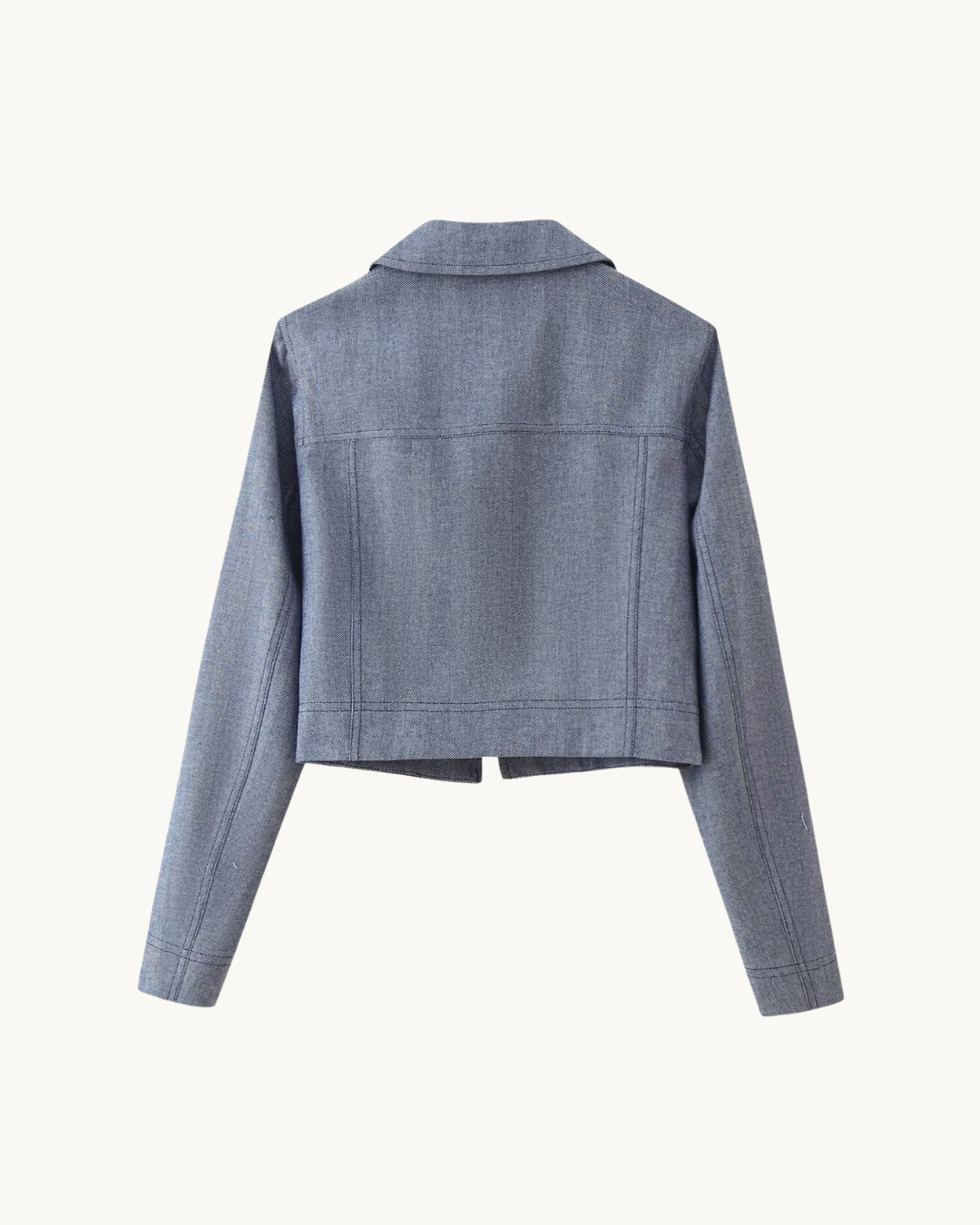 CASUAL CROP DENIM JACKET SET - BLAUW