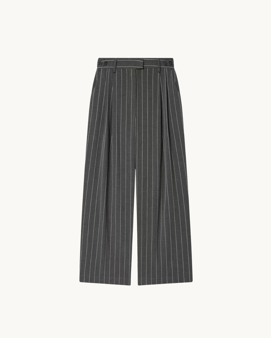 ELEGANTE GESTREEPTE SET MET RIEM - GRIJS