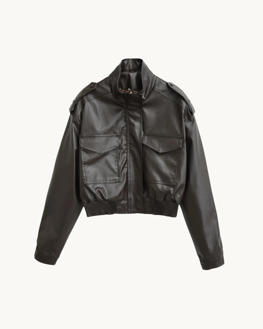 CASUAL LEREN BOMBER JAS