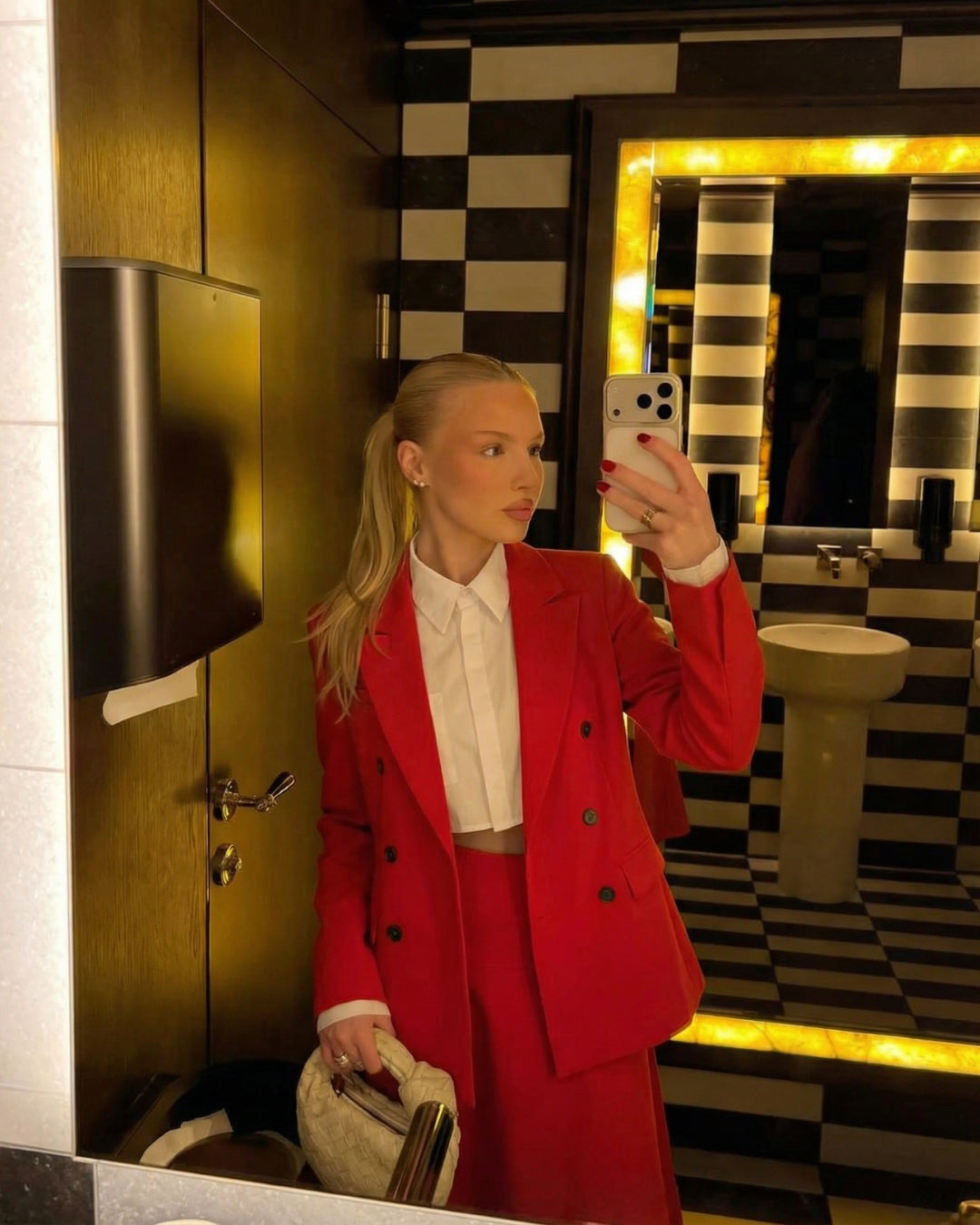 KLASSIEKE BLAZER ROK SET - ROOD