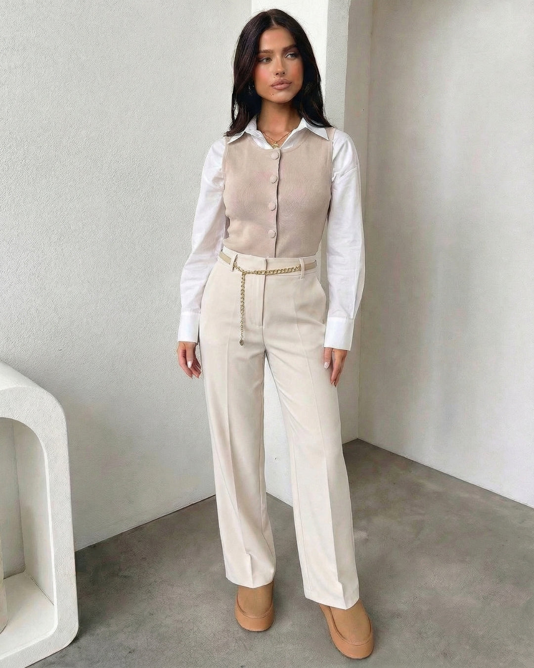 KLASSIEKE GEBREIDE GILET MET KNOPEN