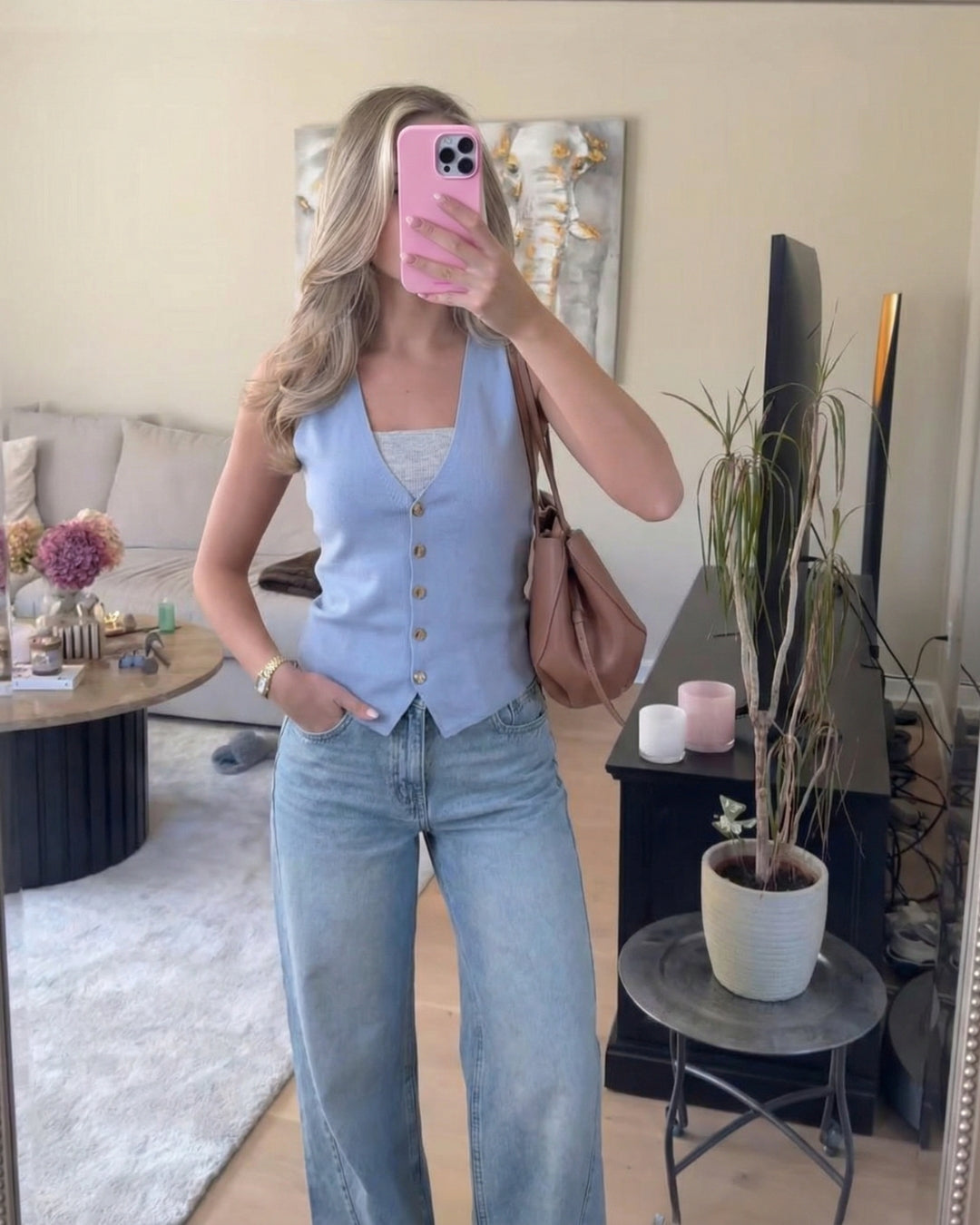 PREPPY GEBREIDE GILET MET KNOPEN