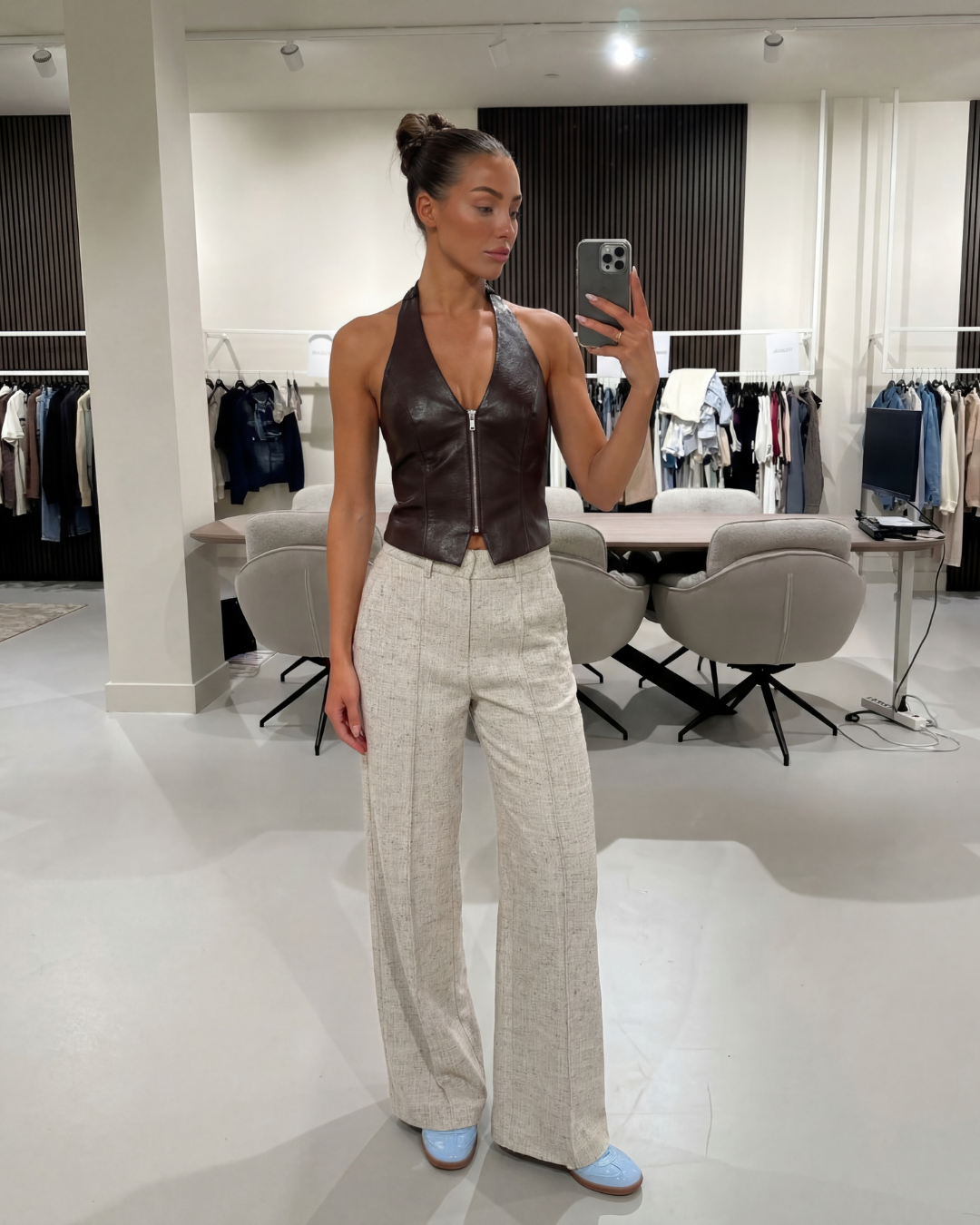 CHIQUE TWEED PANTALON - BEIGE