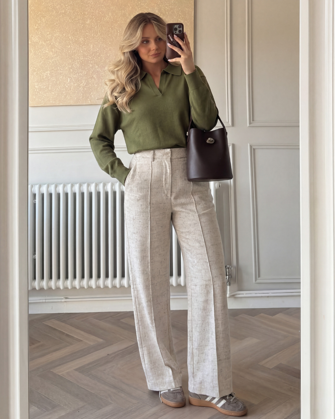 RELAXED POLO SWEATER - GROEN