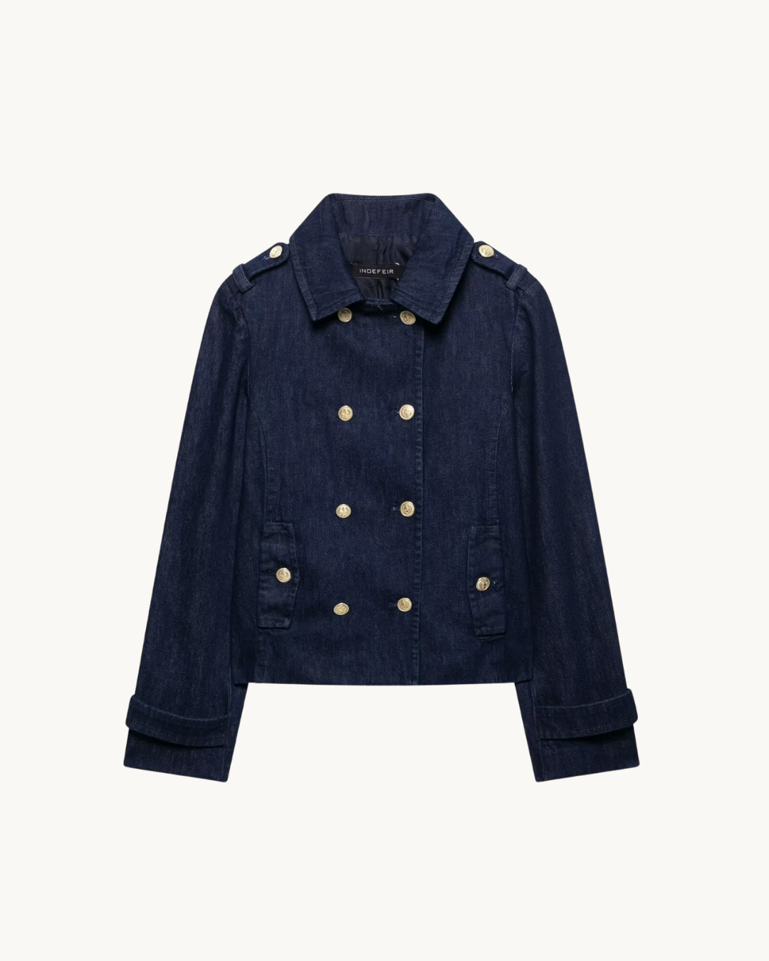 KLASSIEKE DENIM JAS MET KNOPEN - DONKERBLAUW