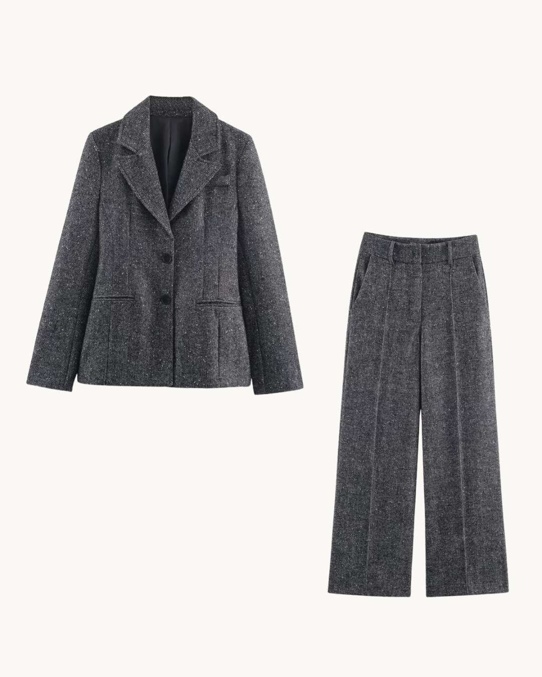 CHIQUE TWEED BLAZER SET - GRIJS