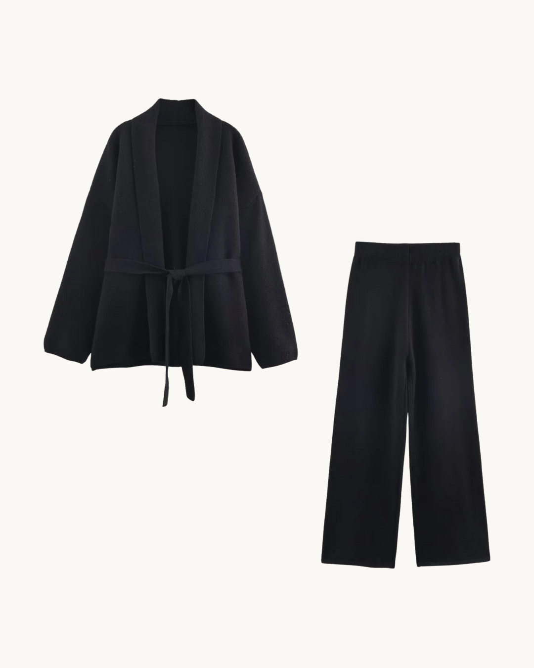 COMFY GEBREIDE VEST SET MET RIEM