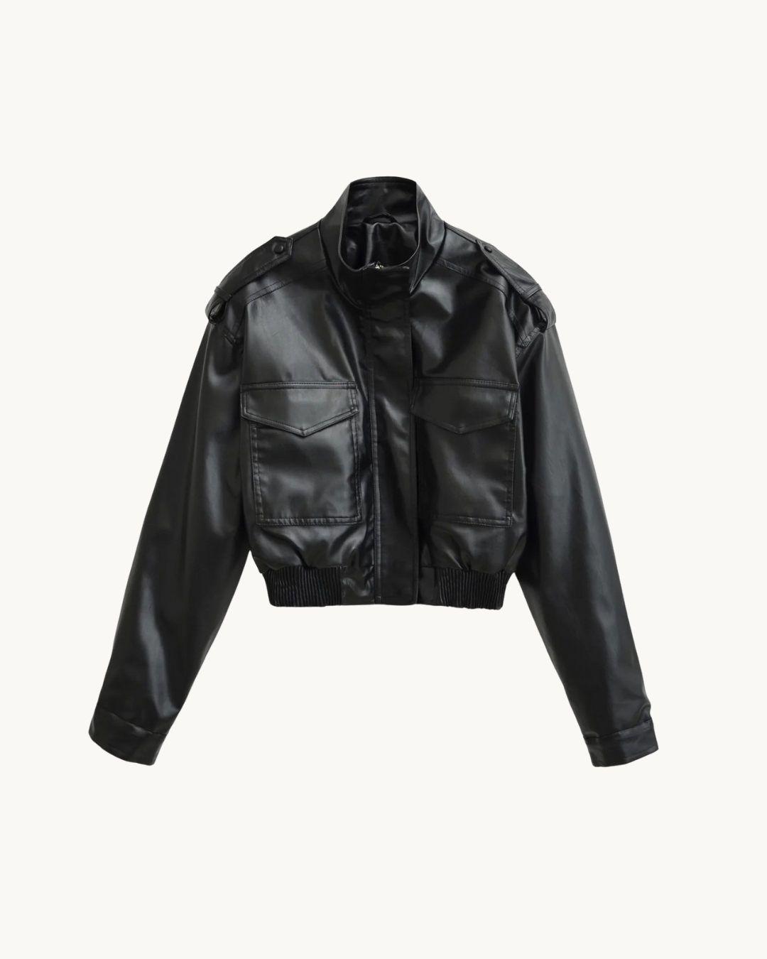 CASUAL LEREN BOMBER JAS