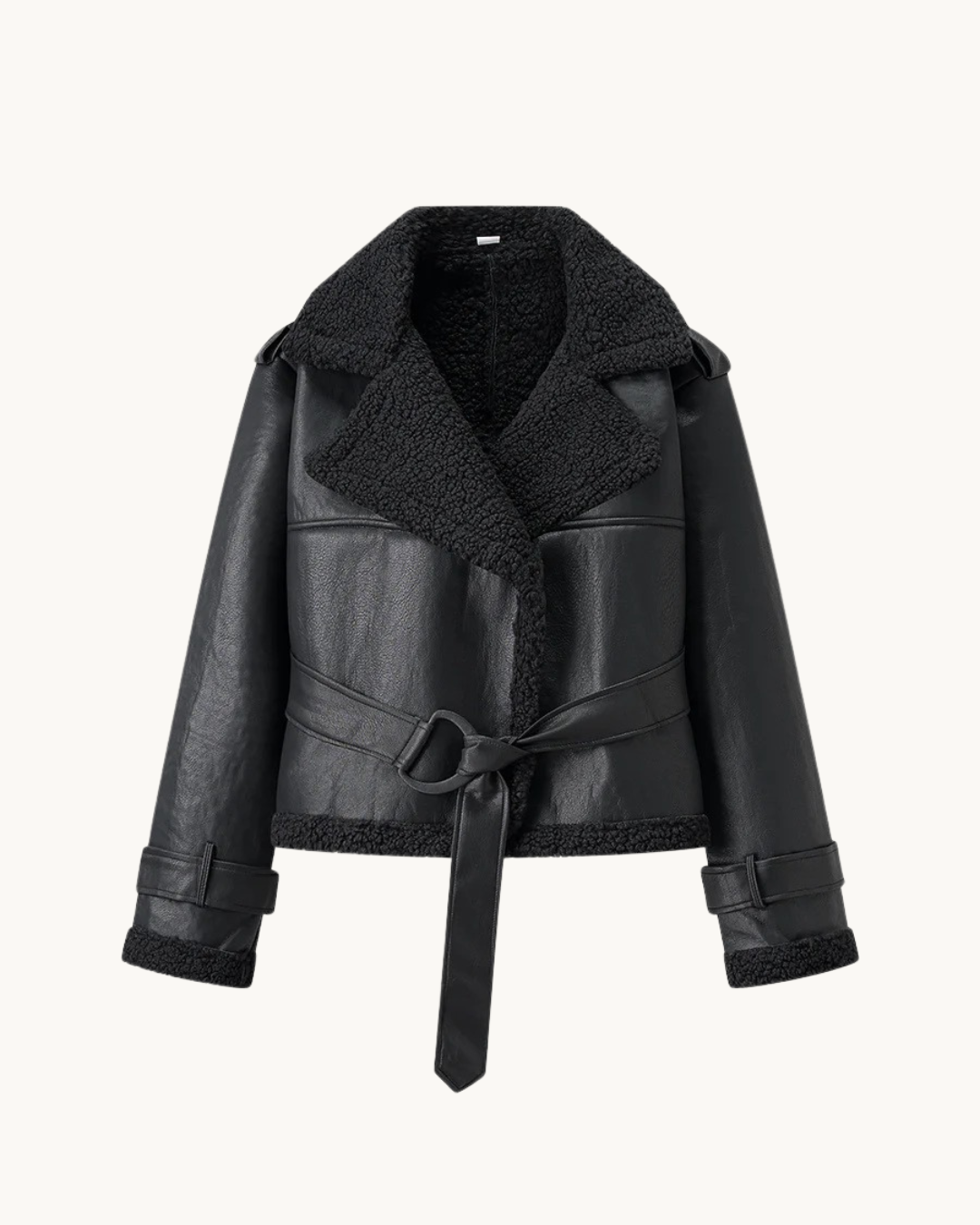 LUXE LEREN TEDDY JAS MET RIEM - ZWART