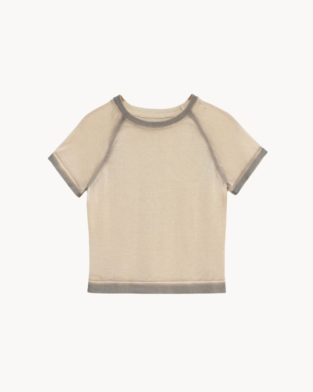 CASUAL GEBREIDE T-SHIRT - BEIGE