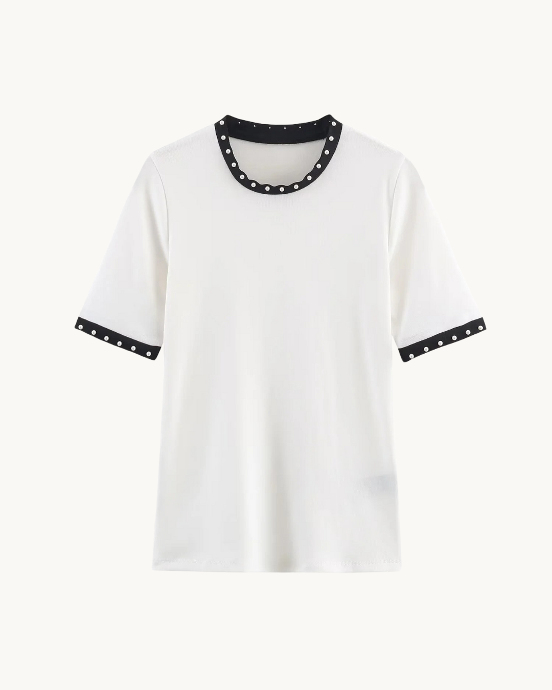 CHIQUE T-SHIRT MET CONTRAST BIES