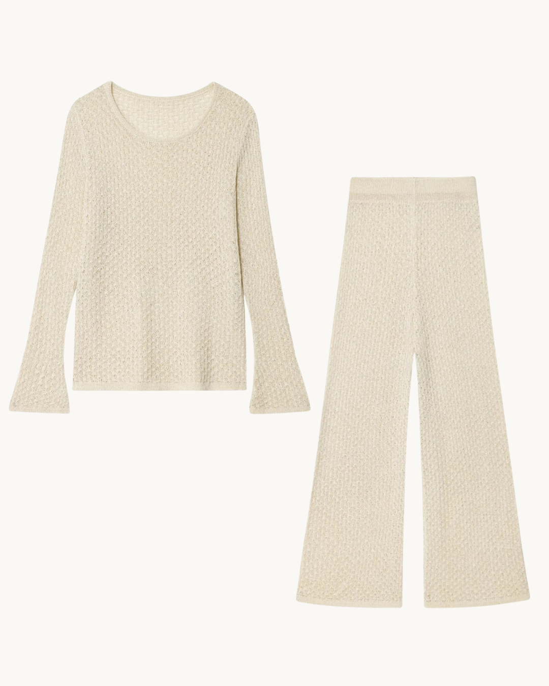 COMFY GEBREIDE FLARED SET