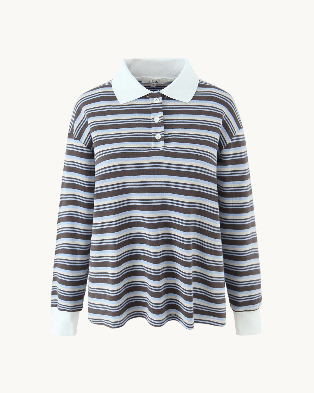 RETRO POLO SHIRT MET STREPEN - BLAUW