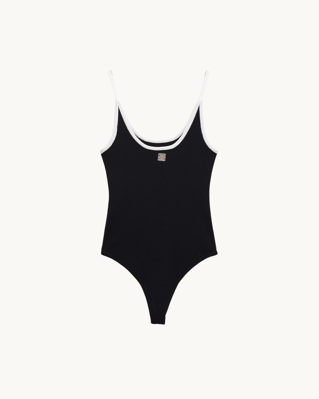 CHIQUE BODY MET CONTRAST - ZWART