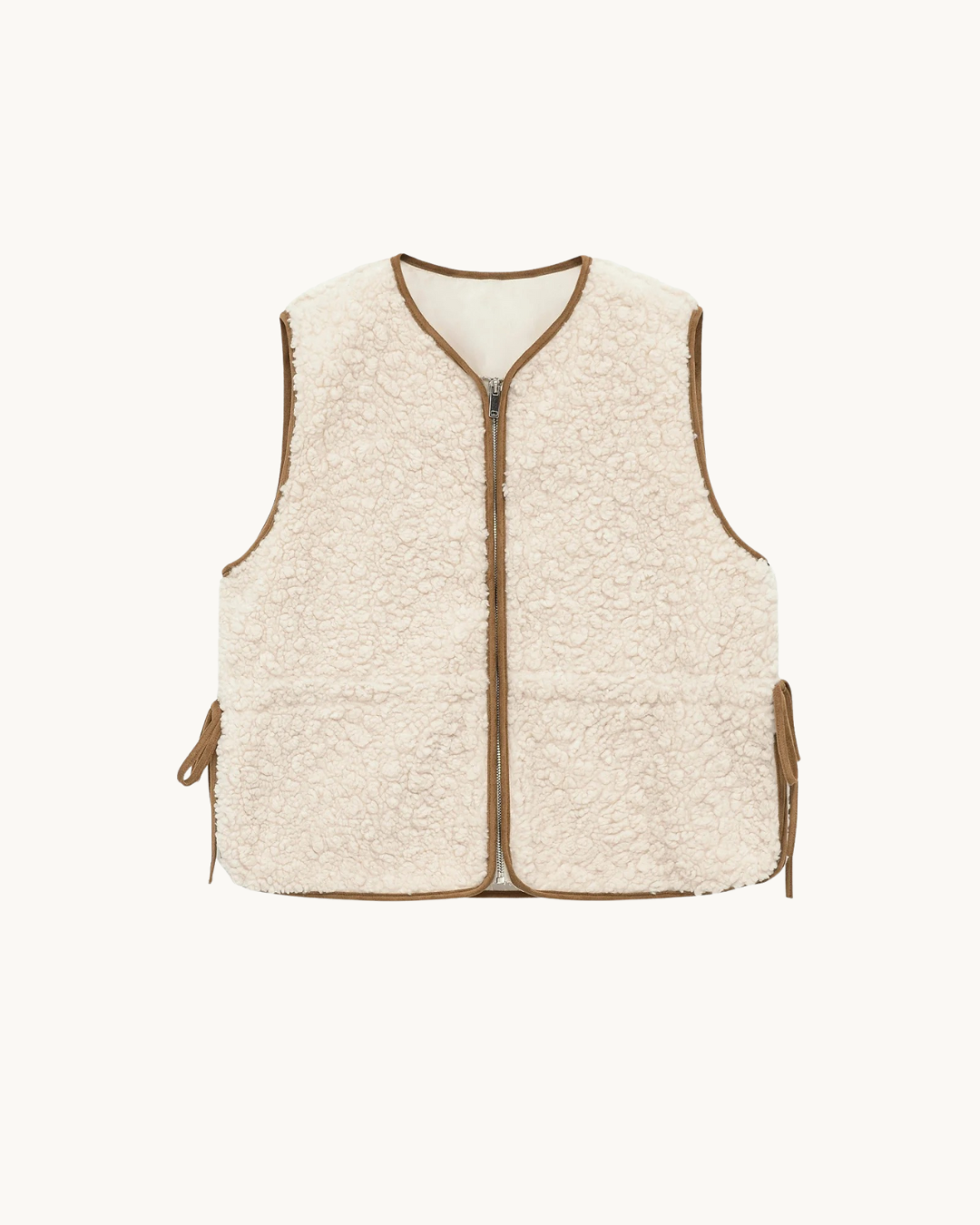 COMFY TEDDY GILET - BEIGE/BRUIN