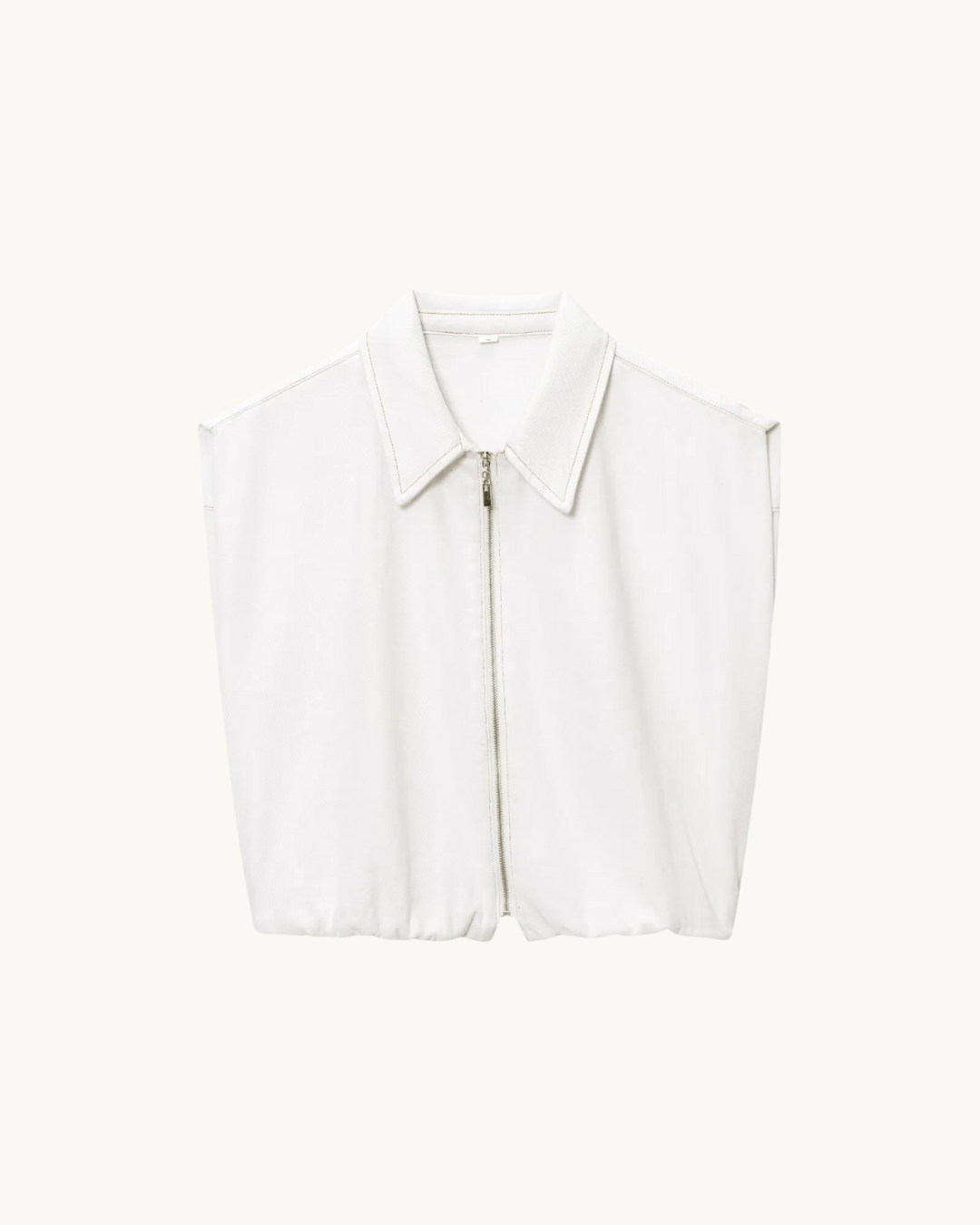 CASUAL CROP GILET - WIT