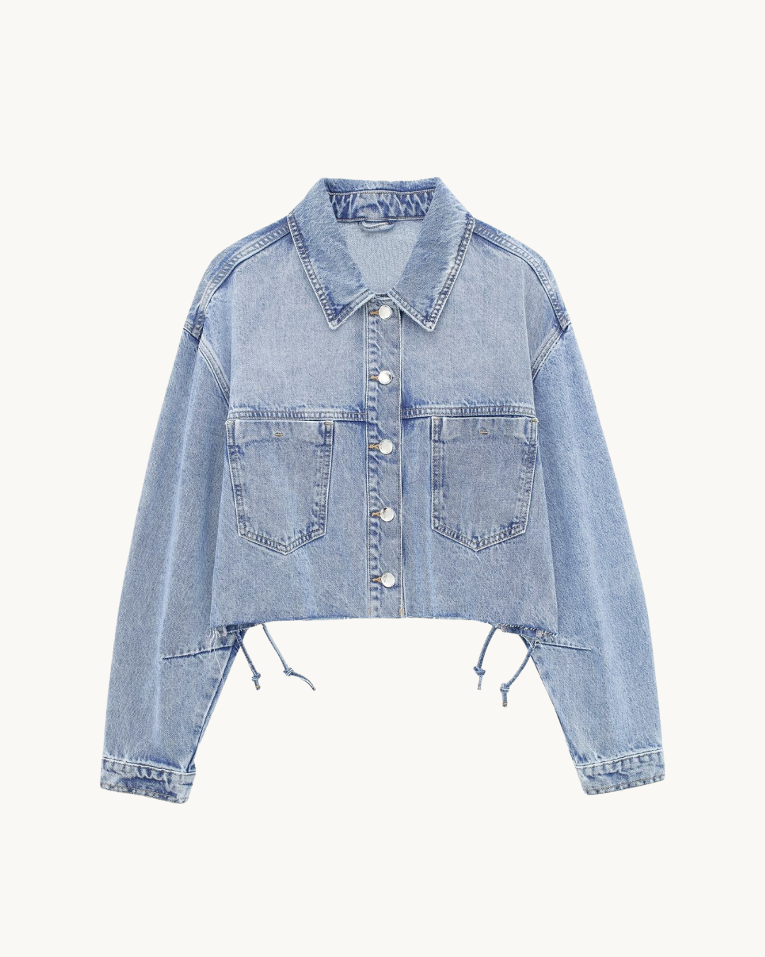 CASUAL DENIM JAS MET KOORDDETAIL - LICHTBLAUW