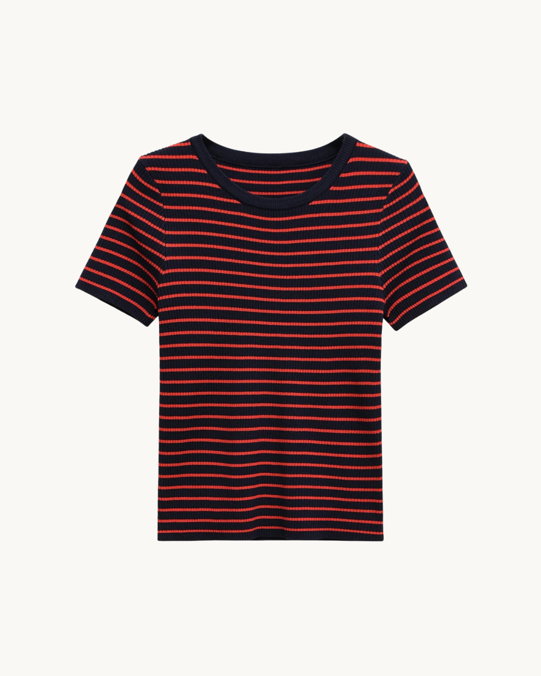 CASUAL GESTREEPTE GEBREIDE T-SHIRT